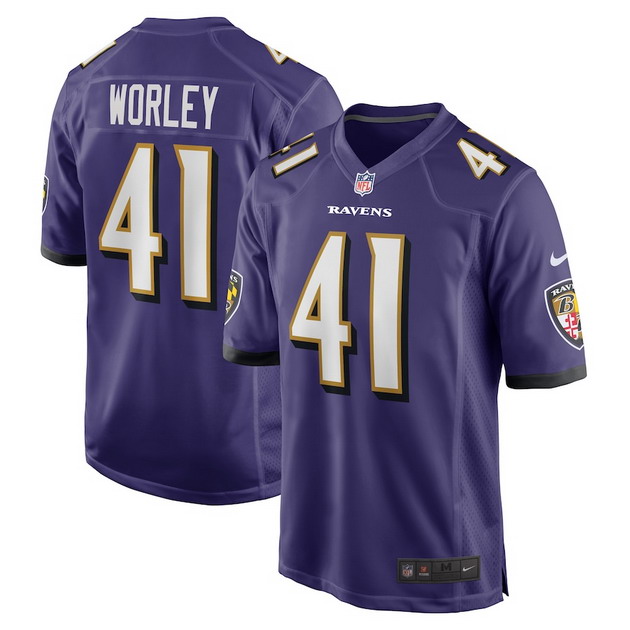 mens nike daryl worley purple baltimore ravens game player jersey